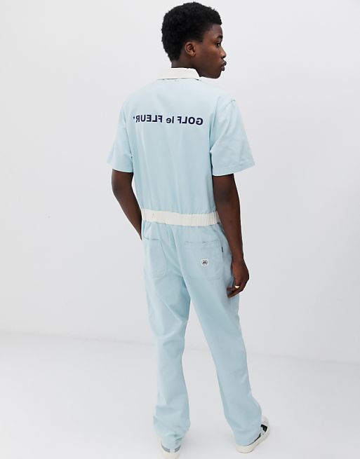 Converse x Golf Le Fleur - Combinaison style bleu de travail à manches courtes - Bleu Converse x Golf Le Fleur - Combinaison style bleu de travail à manches courtes - Bleu