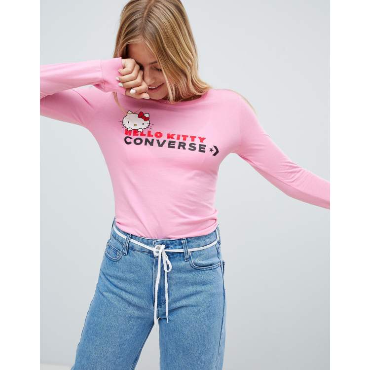 Converse X Hello Kitty Pink Longsleeve T Shirt Slim