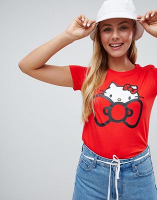 Tormenta Empotrar Compadecerse Converse X Hello Kitty Red T-Shirt | ASOS