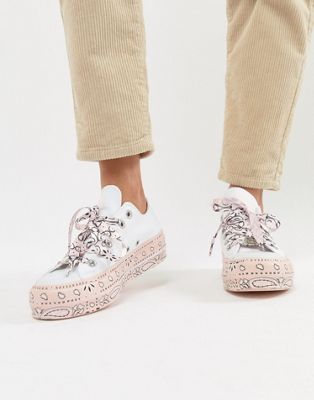 Converse X Miley Cyrus - All Star Platform - Sneakers bianche e rosa con  stampa stile bandana | ASOS