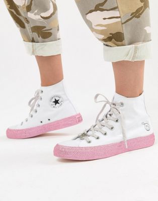 converse x miley cyrus lift pink glitter shoes