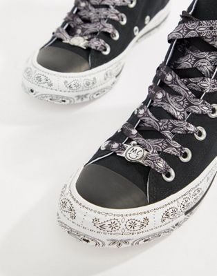 Converse X Miley Cyrus Chuck Taylor All Star Hi Sneakers In Black And White  Bandana | ASOS