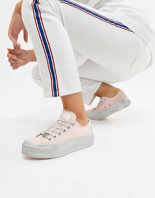Converse X Miley Cyrus Chuck All Star Platform Trainers In Pink And Silver Glitter | ASOS