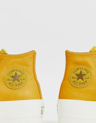 all yellow leather converse
