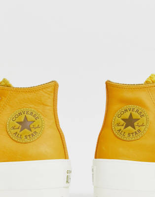 all yellow leather converse