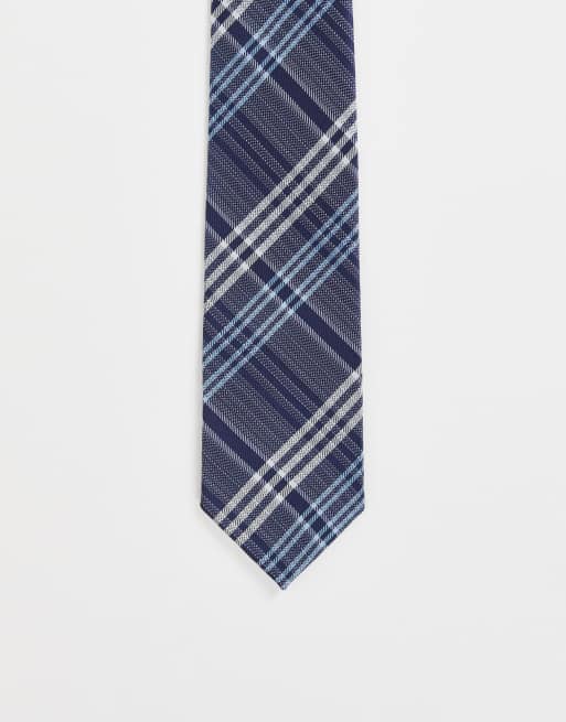 Corbata azul marino con diseño a cuadros de Harry Brown
