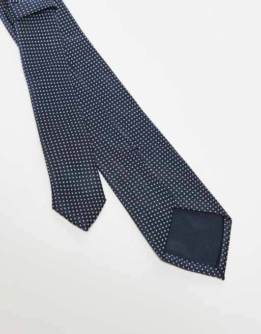 Corbata azul marino de corte estándar con patrón de lunares de ASOS DESIGN, 3 de 3