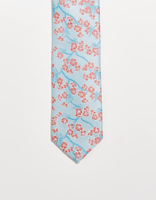 Corbata azul pastel con diseño de cerezos en flor de Twisted Tailor | ASOS