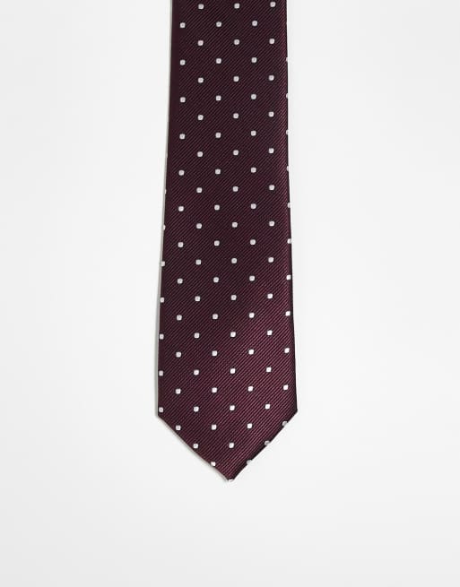 Corbata burdeos con estampado de lunares de French Connection