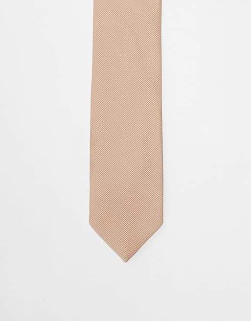 Corbata color camel de tejido texturizado de ASOS DESIGN