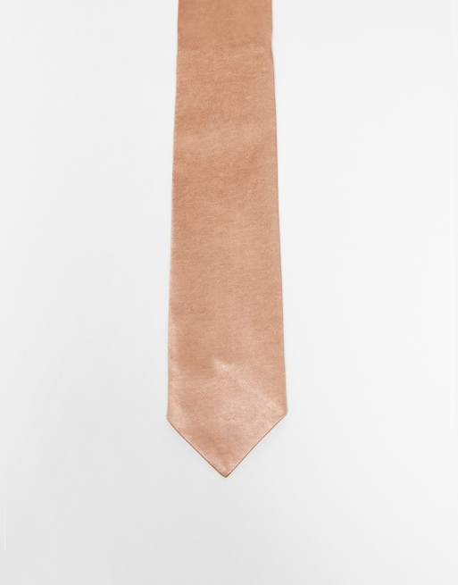 Corbata color melocotón tostado de satén de Six Stories