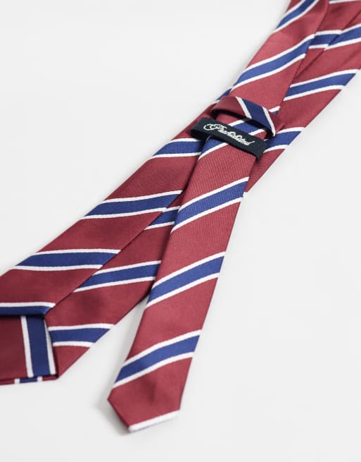 Corbata con logo de rayas en azul marino y rojo, 3 de 3