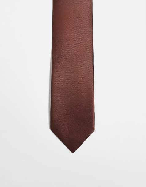 Corbata marrón de satén de ASOS DESIGN - view 1
