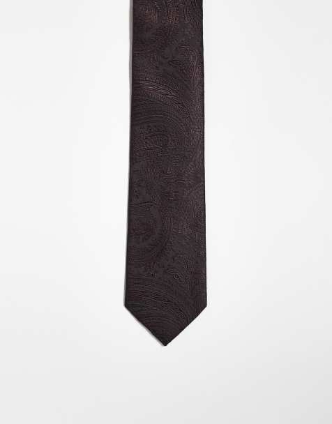 Corbata marrón oscuro con estampado de cachemir de ASOS DESIGN - view 1