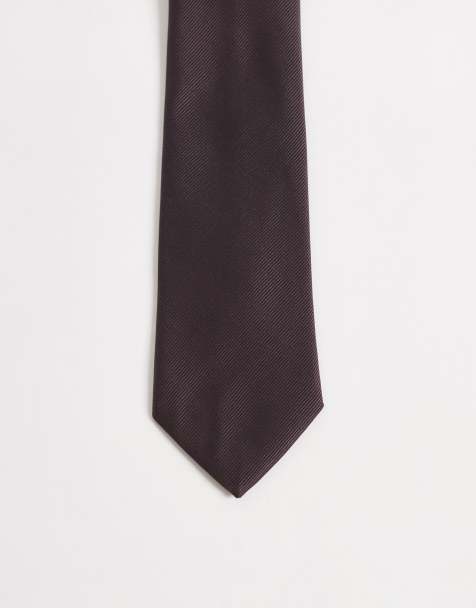 Corbata marrón oscuro de satén texturizado de ASOS DESIGN - view 1