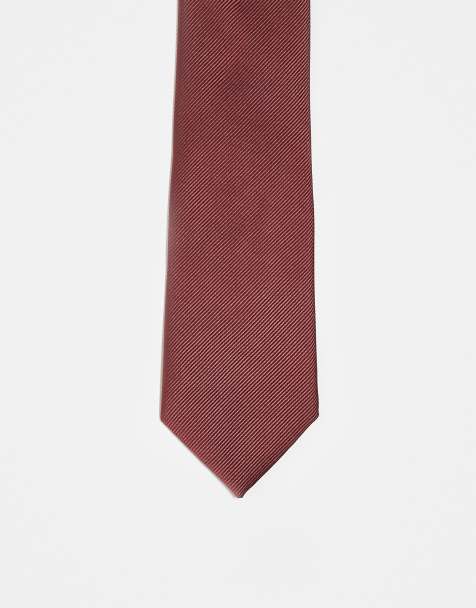 Corbata rojo tostado de satén de ASOS DESIGN - view 1