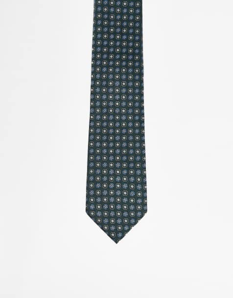 Corbata verde oscuro ancha con estampado vintage de satén de ASOS DESIGN - view 1