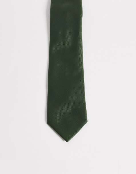 Corbata verde oscuro de satén texturizado de ASOS DESIGN - view 1