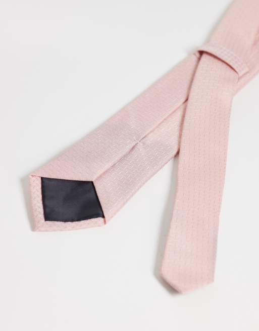 Corbata y pañuelo de bolsillo rosas de tejido texturizado de ASOS DESIGN, 3 de 3