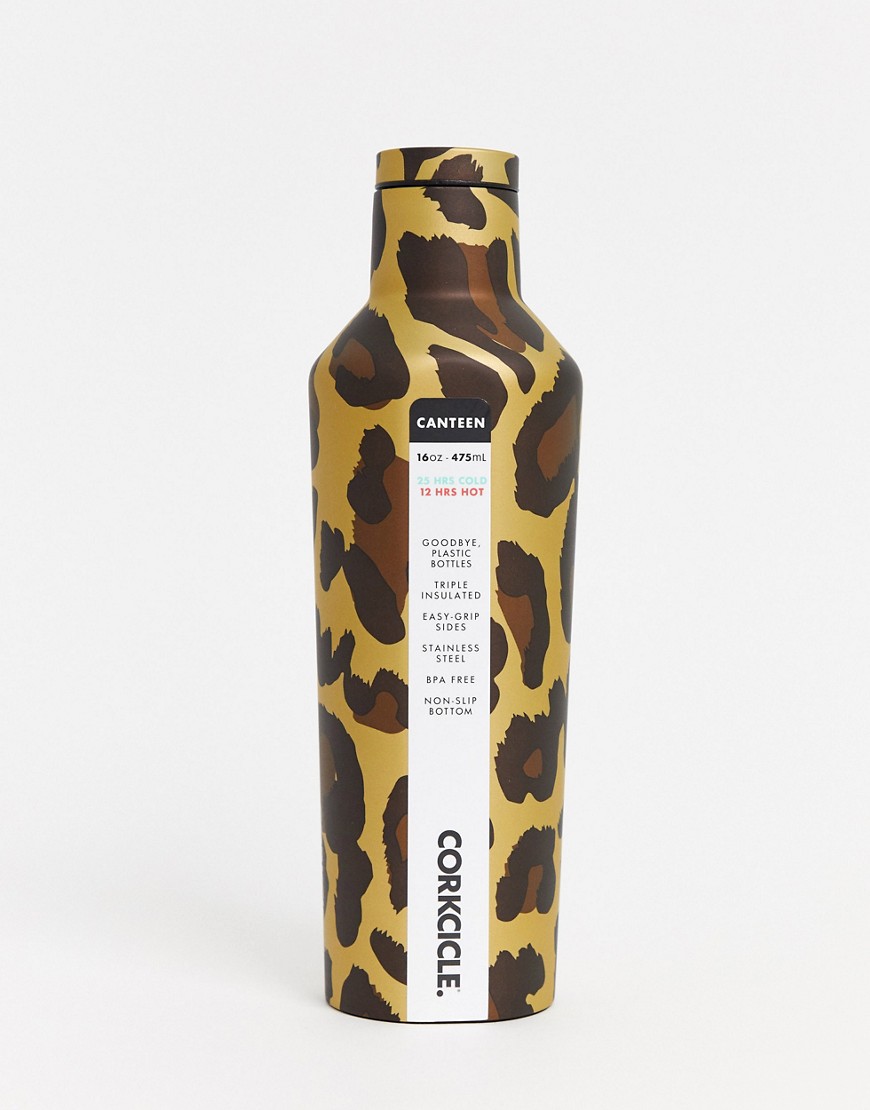 Corkcicle . luksus 475ml vandflaske med leopard-Multifarvet