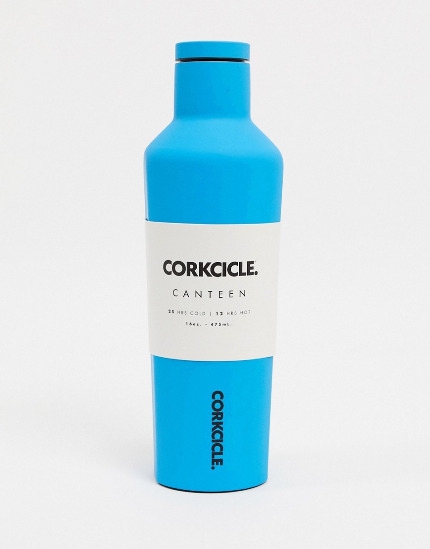 Corkcicle - mat neonblå 475ml vandflaske med neonlys