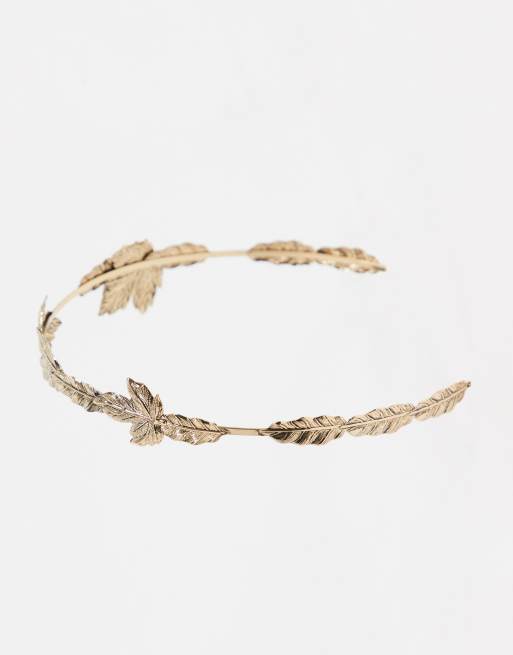 Corona con diseño de hojas en color dorado de ASOS DESIGN