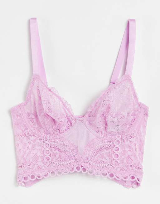 Corsé lila con aros y ribetes de encaje Polly de ASOS DESIGN