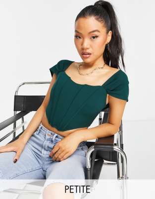 Corsé verde esmeralda drapeado exclusivo de Jaded Rose Petite (parte de un conjunto)