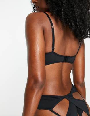 Cosmogonie Exclusive high waist thong with cut out detail in black