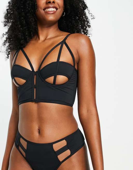 Plus Size - Strappy Underwire Longline Bralette - Mesh Webs Black - Torrid