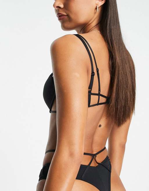 Cosmogonie Exclusive thong with strapping detail in black - BLACK, 2 of 4