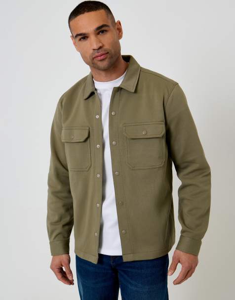 Cotton Blend Popper Fastening Pique Overshirt - view 1
