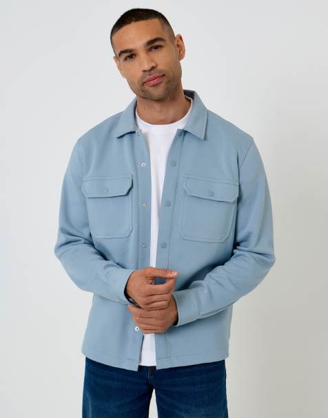 Cotton Blend Popper Fastening Pique Overshirt - view 1