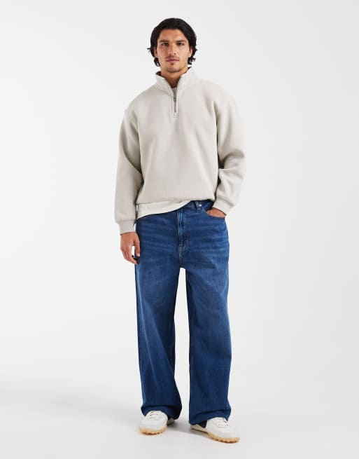 Cotton On 1/4 quarter zip fleece in stone, 3 of 5