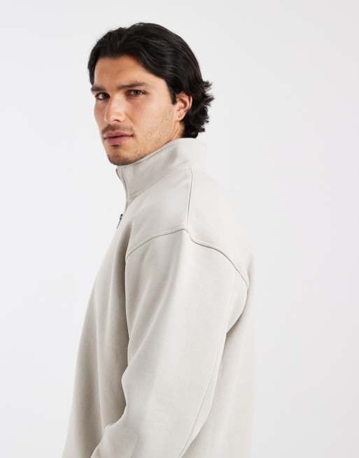 Cotton On 1/4 quarter zip fleece in stone, 5 of 5