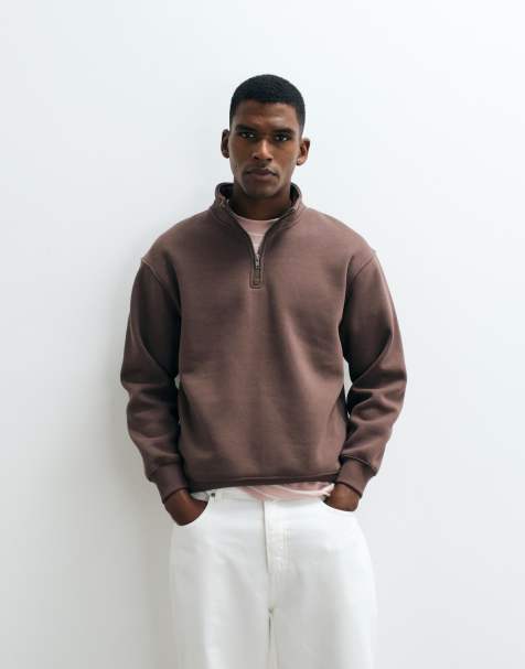 Cotton On 1/4 zip fleece in espresso - view 1