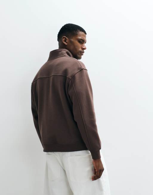 Cotton On 1/4 zip fleece in espresso, 3 of 5