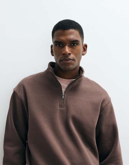 Cotton On 1/4 zip fleece in espresso, 4 of 5
