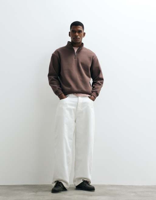 Cotton On 1/4 zip fleece in espresso, 5 of 5