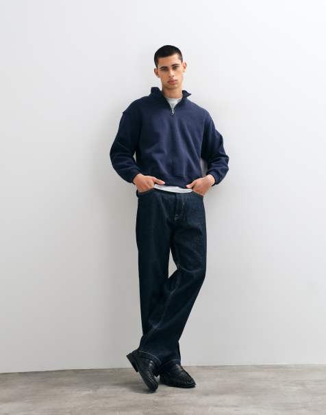 Cotton On 1/4 zip fleece in vintage navy - view 1