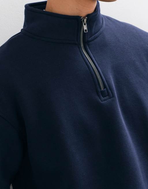 Cotton On 1/4 zip fleece in vintage navy, 2 of 5