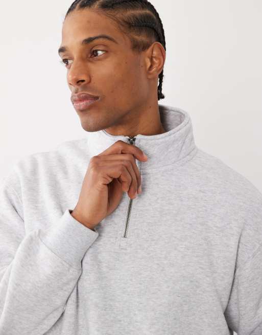 Cotton On 1/4 zip fleece sweatshirt in grey, 5 of 5