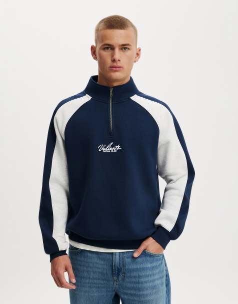 Cotton On 1/4 zip graphic fleece in blue - view 1