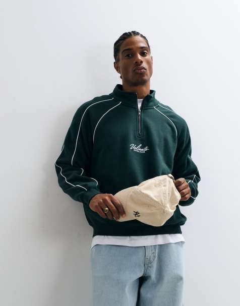 Cotton On 1/4 zip graphic fleece in pineneedle green - view 1