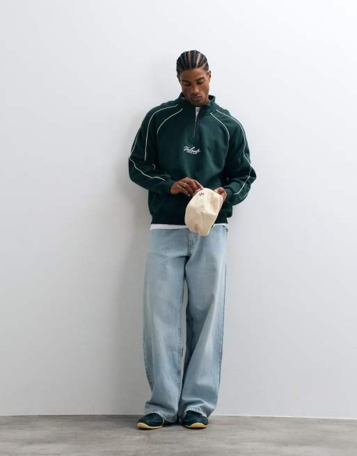 Cotton On 1/4 zip graphic fleece in pineneedle green, 4 of 5