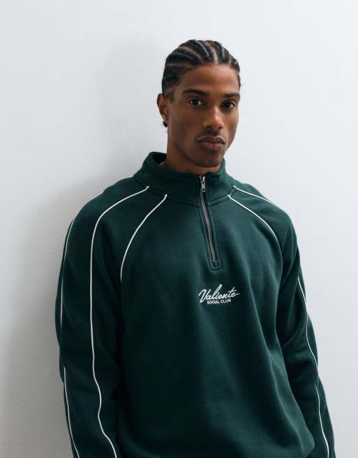 Cotton On 1/4 zip graphic fleece in pineneedle green, 5 of 5
