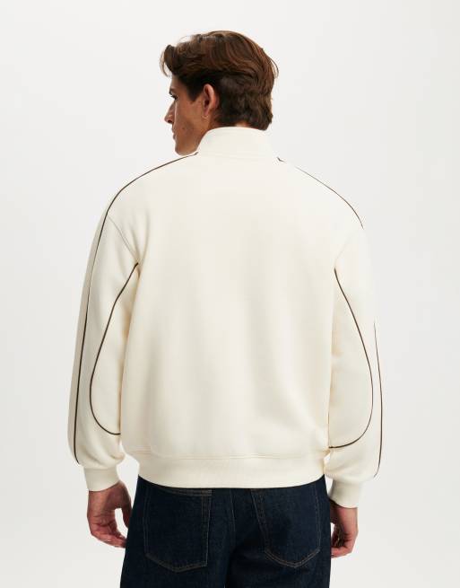 Cotton On 1/4 zip graphic fleece in white, 4 of 4