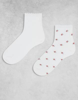 Cotton:on Cotton On 2 Pack Garden Party Ankle Socks-white