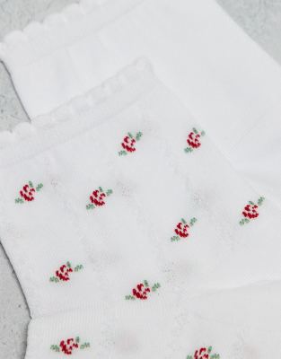 Cotton:on Cotton On 2 Pack Garden Party Ankle Socks-white