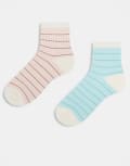 [Cotton On] Cotton On 2 pack of grid pattern crew socks in cloudy jade and lemon icing-Multi One Size MULTI